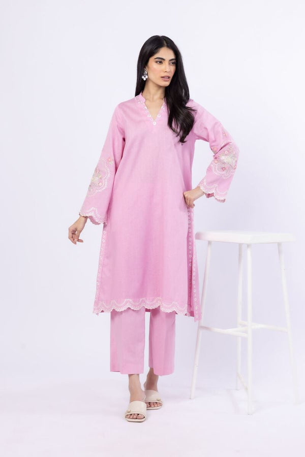 Embroidered | Linen Cotton Kurta Pants