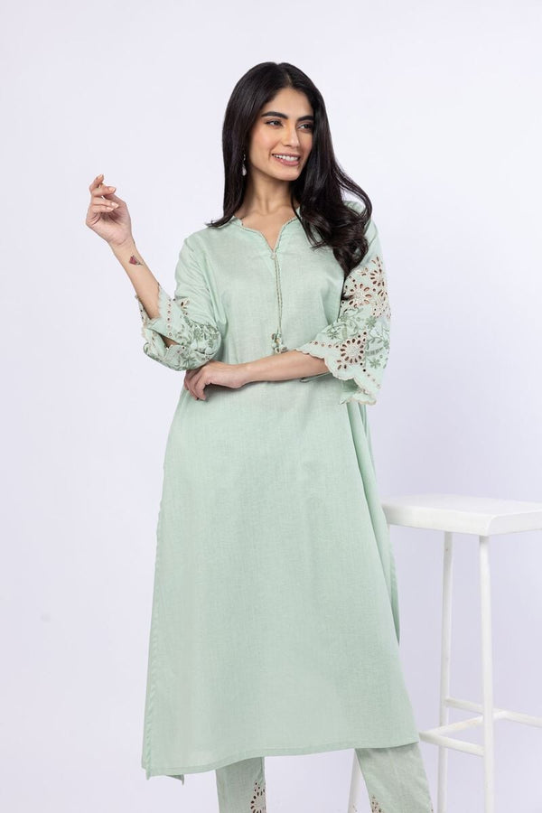Embroidered | Linen Cotton Kurta Pants