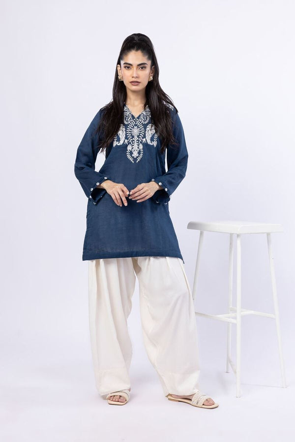 Embroidered | Double Layer Plain Kurta Pants